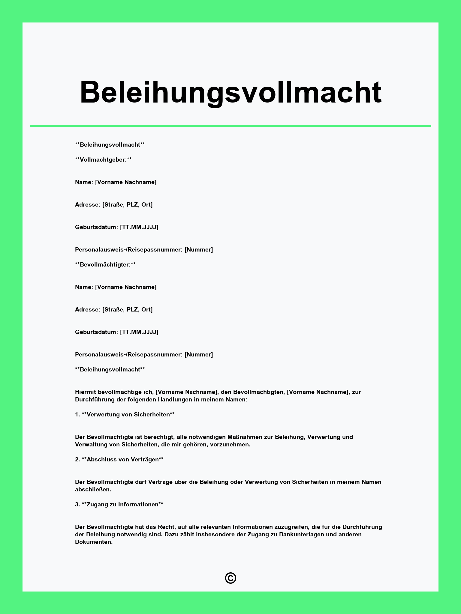 Beleihungsvollmacht