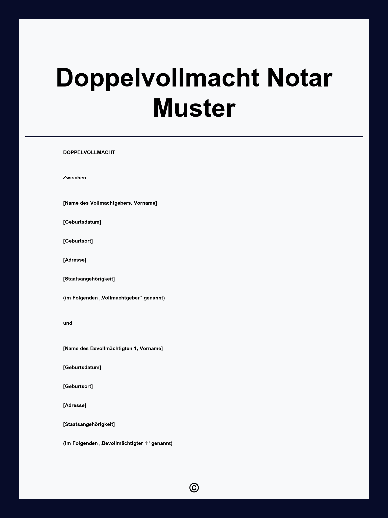 Doppelvollmacht Notar Muster