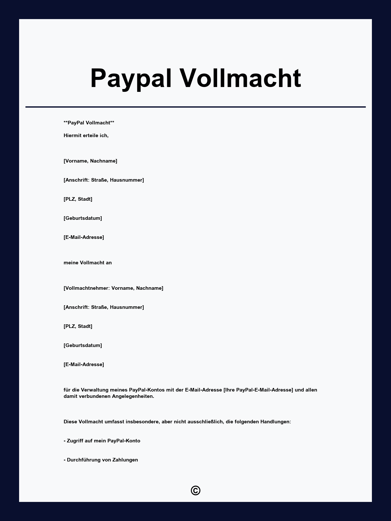Paypal Vollmacht