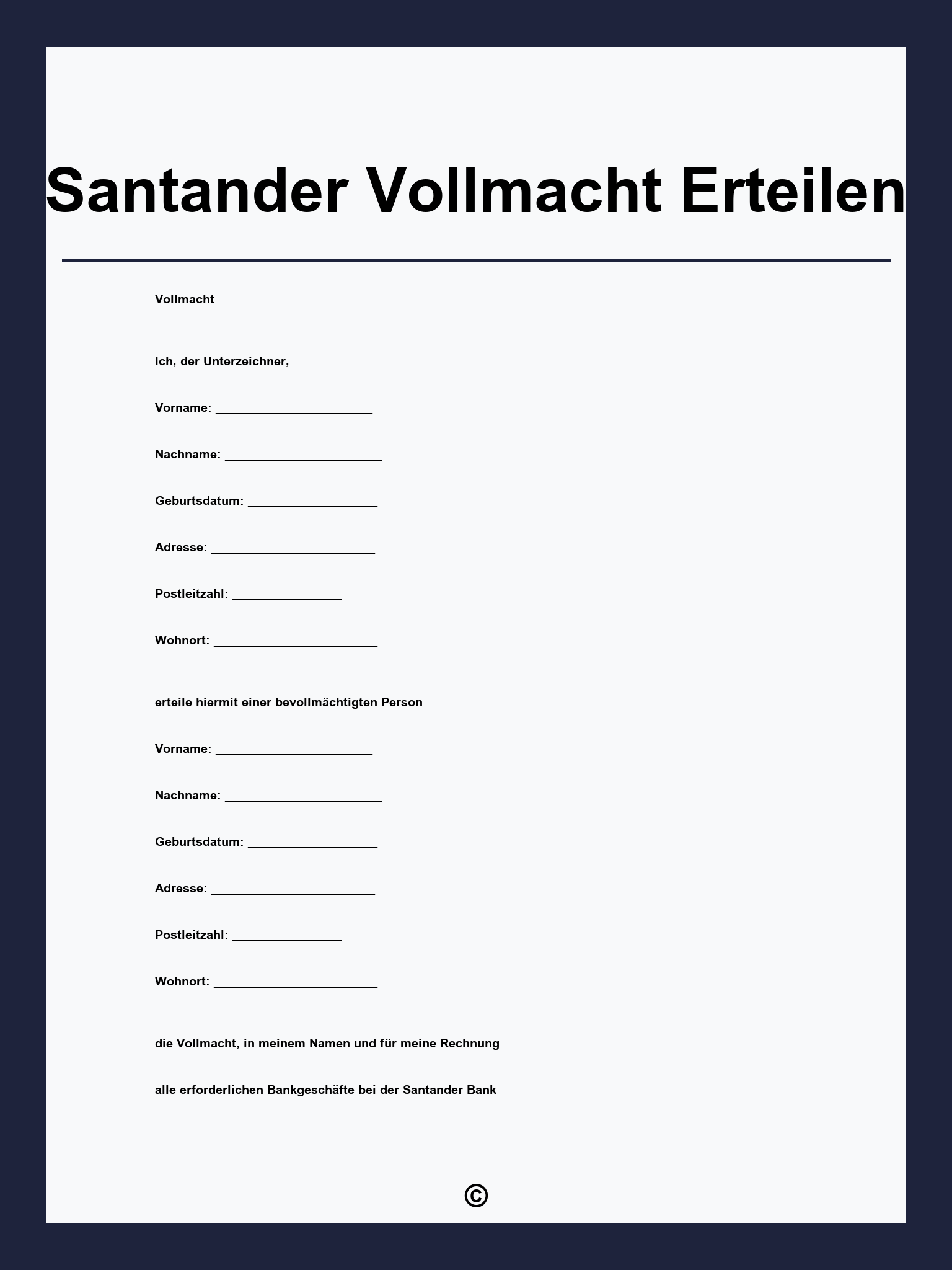 Santander Vollmacht Erteilen