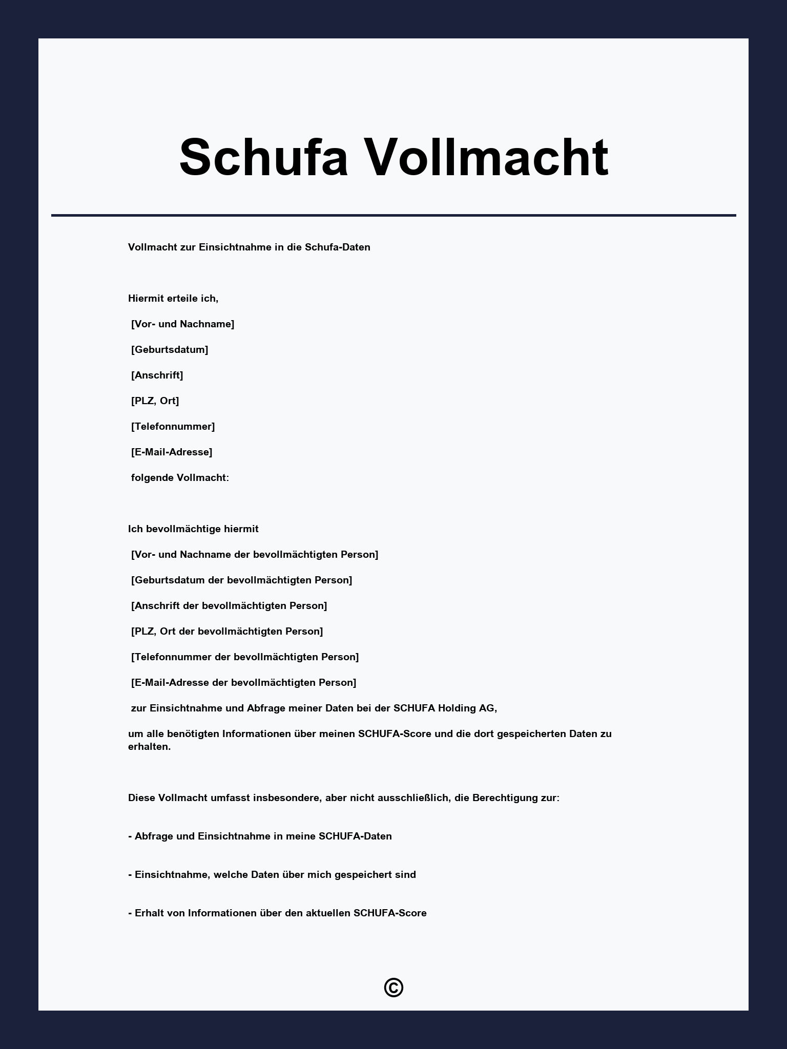 Schufa Vollmacht