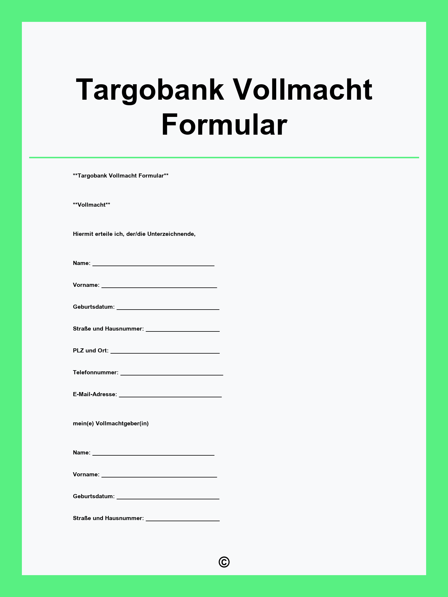 Targobank Vollmacht Formular