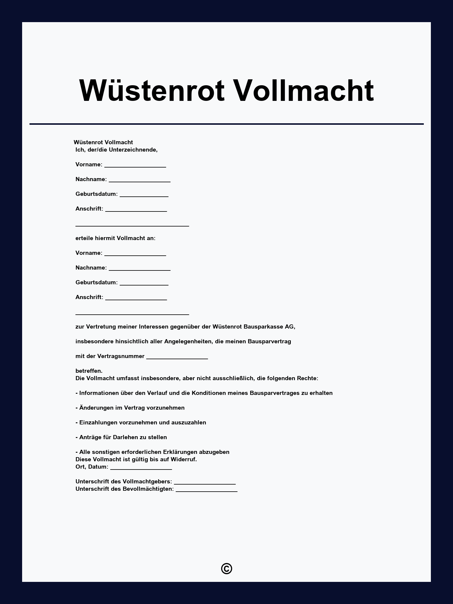 Wüstenrot Vollmacht